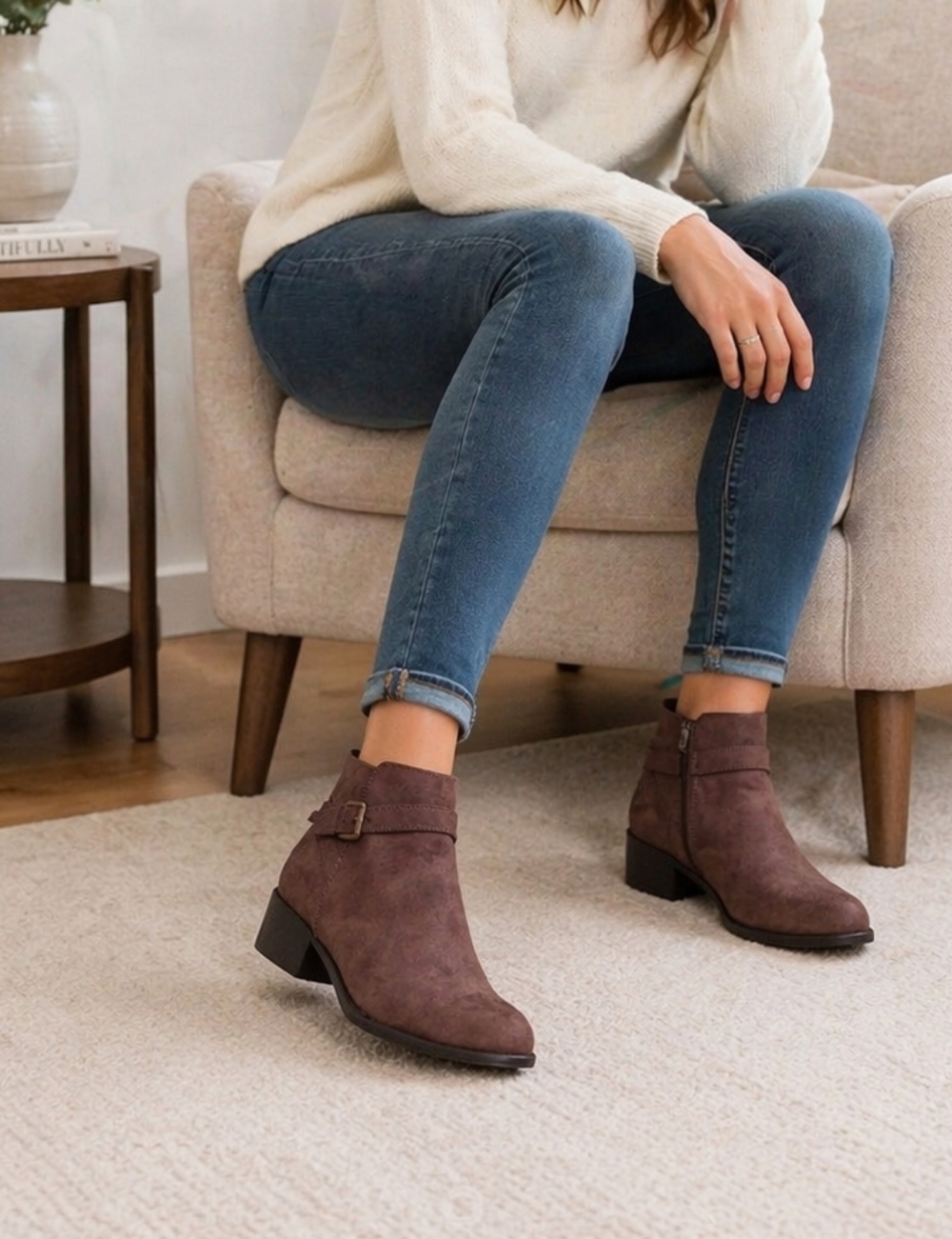 Olive green brownish ankle booties